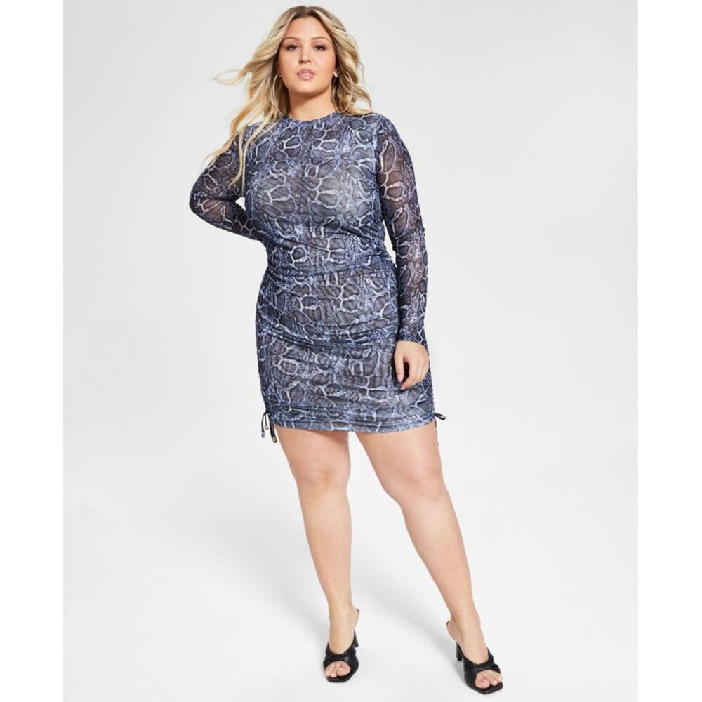 Nina Parker Trendy Plus Size Printed Side Ruched Dress